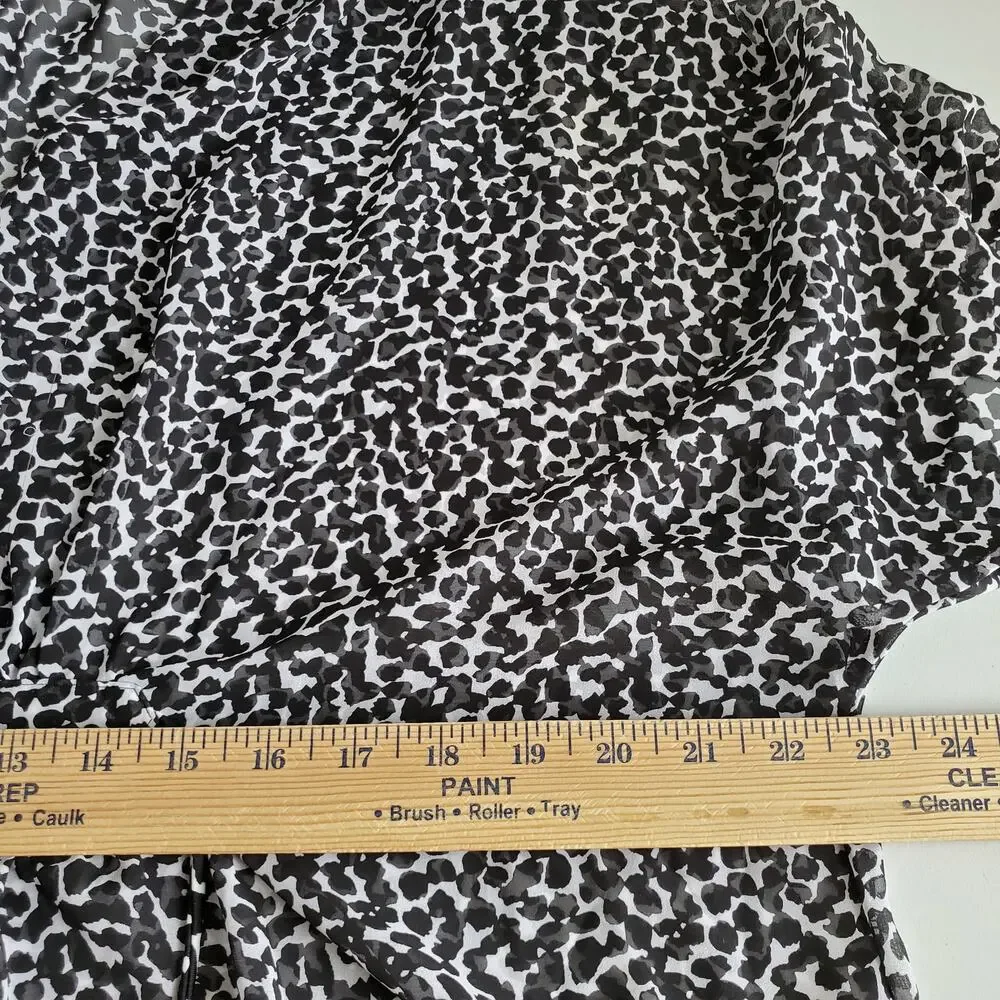 Amoena Women Black White Tunic Swim Cover 0S Boho Beach Pool Resort NEW Flaw